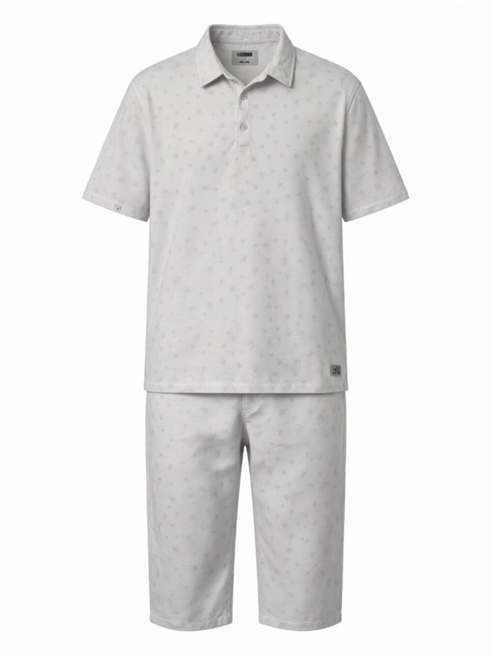 Linksoul Men's Polo Shirt XL White Palm Pattern Short Sleeve Polyester